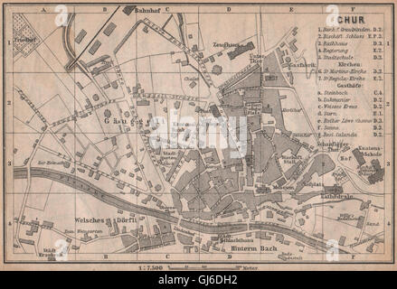 COIRE / CHUR. Chur. town city stadtplan. Switzerland Suisse Schweiz, 1893 map Stock Photo