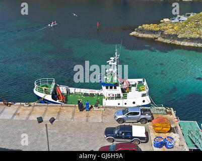 dh Good Shepherd IV NORTH HAVEN HARBOUR FAIR ISLE  SCOTLAND Ferry people quayside scottish isles mail boat
