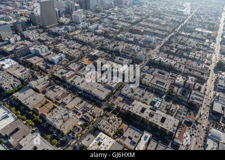 Afternoon aerial of the Korea Town area of Los Angeles, California. Stock Photo