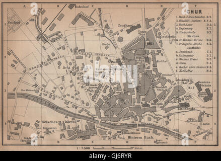 COIRE / CHUR. Chur. town city stadtplan. Switzerland Suisse Schweiz, 1901 map Stock Photo