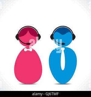 male female call center people icon vector Stock Vector