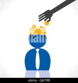 fix the gear in businessmen head vector Stock Vector