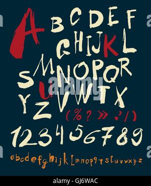 alphabet and numbers hand drawn in vector Stock Vector