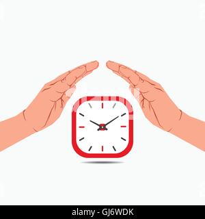 save time concept or clock under hand vector Stock Vector