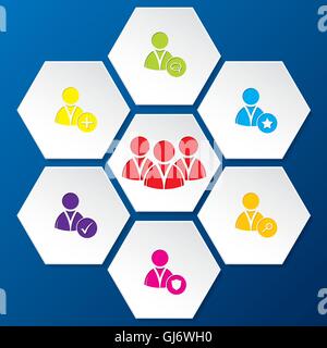 Social network icon set in hexagon shapes Stock Vector