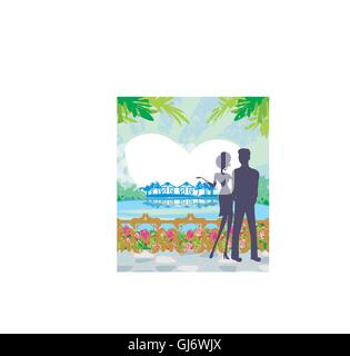 couple on tropical Stock Vector