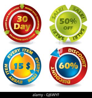 Guarantee and price labe set Stock Vector