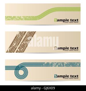 Cool retro banners with tire tracks Stock Vector