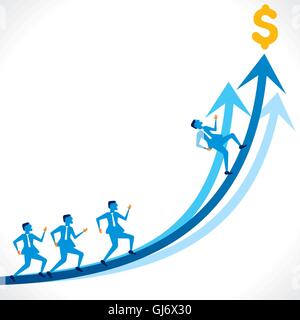 businessmen run on blue arrow background vector Stock Vector