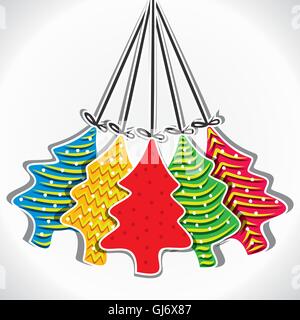 creative colorful christmas tree sticker vector Stock Vector
