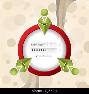 Social network login screen with abstract background Stock Vector