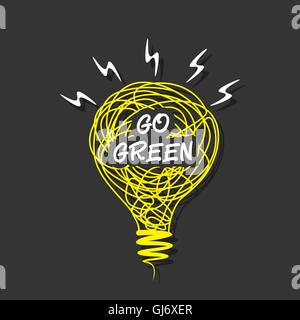 creative go green concept word on sketch bulb design vector Stock Vector