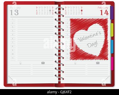 Agenda with scribbled heart Stock Vector