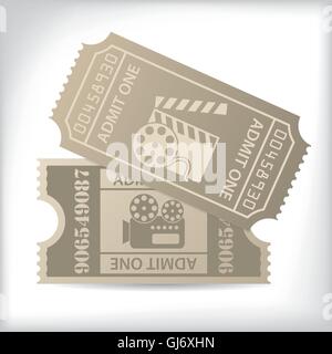 Cinema tickets with icons and text Stock Vector