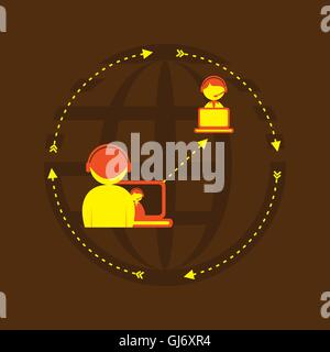 social relation or friendship around global concept vector Stock Vector
