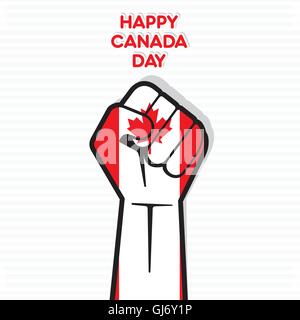 Flag of Canada in hand , happy Independence Day design vector Stock Vector