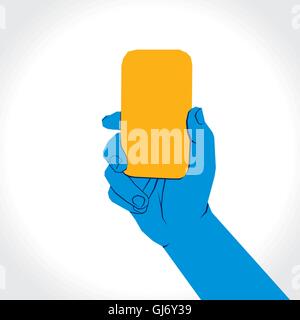 blank mobile shape card in hand vector Stock Vector