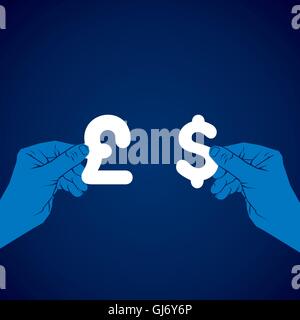 exchange dollar and pound currency vector Stock Vector