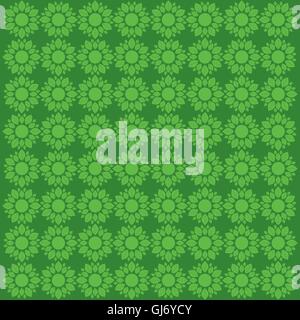 green flower pattern in green background Stock Vector