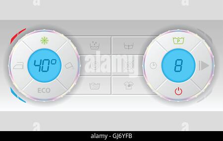 Wash machine control deck with functions Stock Vector