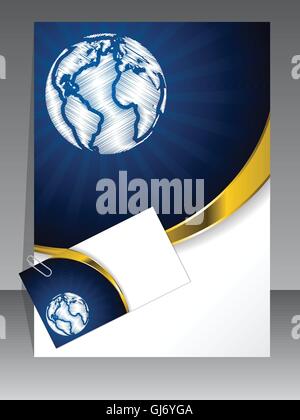 Business set in blue with gold wave Stock Vector