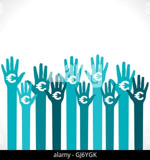 euro symbol in hand background vector Stock Vector