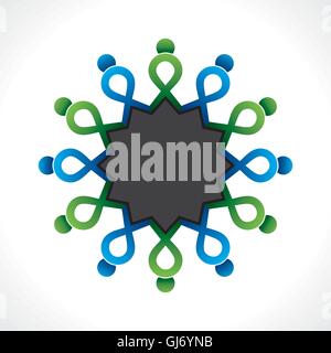 creative colorful people teamwork or discussion icon design Stock Vector