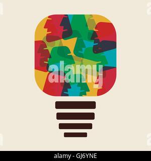 colorful face make bulb shape Stock Vector