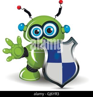 Robot with a Shield Stock Vector