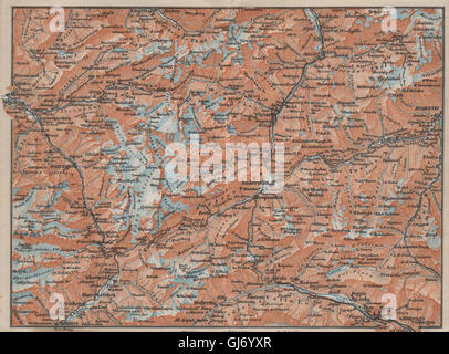 ST GOTTHARD area. Andermatt Engelberg Silenen Gadmen Ulrichen Disentis, 1909 map Stock Photo