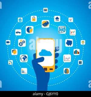 using different application in mobile concept vector Stock Vector