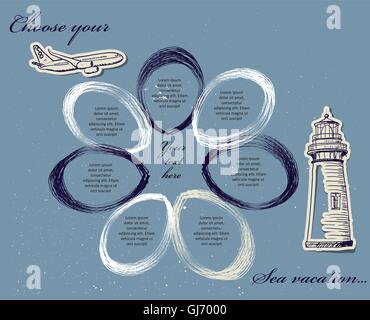 Template fo text in sea stile Stock Vector