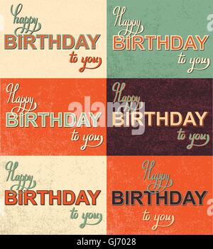 Set happy birthday hand lettering calligraphy Stock Vector
