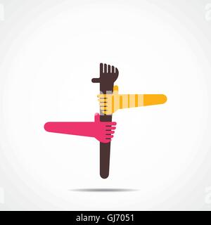 every hand connect each other icon Stock Vector