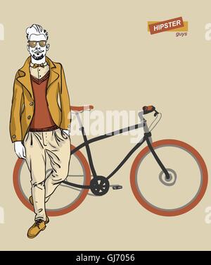 young man on a bike Stock Vector