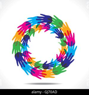 colorful hand round background vector Stock Vector