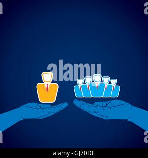 leadership , team and  leader both in different hand vector Stock Vector