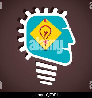 creative bulb sign in human head stock vector Stock Vector