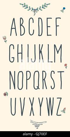 Hand drawn vector alphabet. Sans serif font, isolated letters written ...