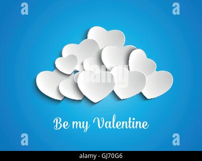 Valentine Day Heart Clouds in the Sky Stock Vector