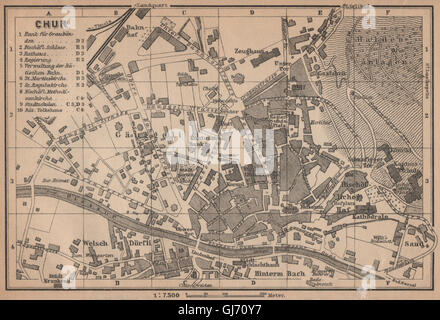 COIRE / CHUR. Chur. town city stadtplan. Switzerland Suisse Schweiz, 1909 map Stock Photo