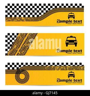 Taxi tire banner set of 3 Stock Vector