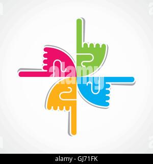 pointed finger in all four direction symbol Stock Vector