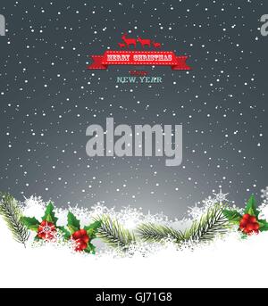 christmas background with beauty butterfly Stock Vector