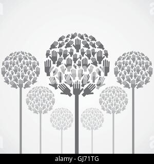 abstract tree design with hand vector Stock Vector