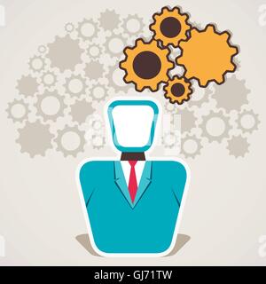 businessmen with gear bubble and gear background vector Stock Vector