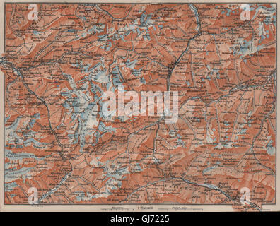 ST GOTTHARD area. Andermatt Engelberg Silenen Gadmen Ulrichen Disentis, 1911 map Stock Photo