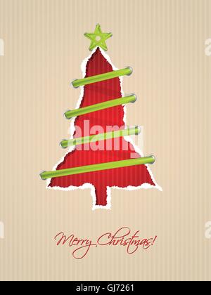 Ripped paper christmas card design Stock Vector