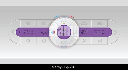 Digital air condition white dashboard design with purple lcd Stock Vector