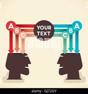 creative info-graphics or arrow out from head concept vector Stock Vector